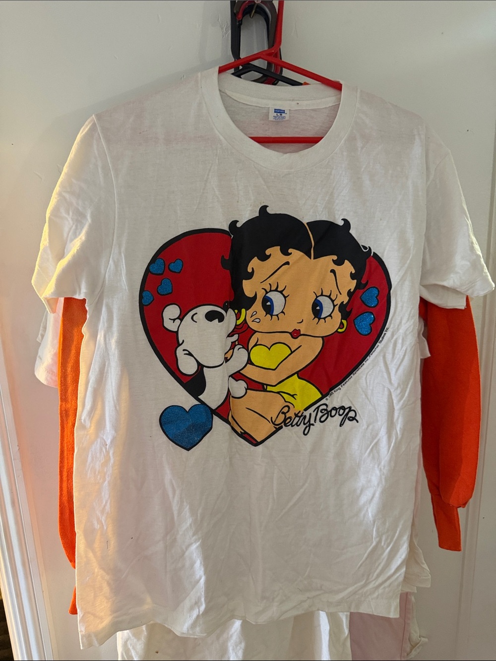Vintage Betty Boop Girls' White Graphic Heart Tee